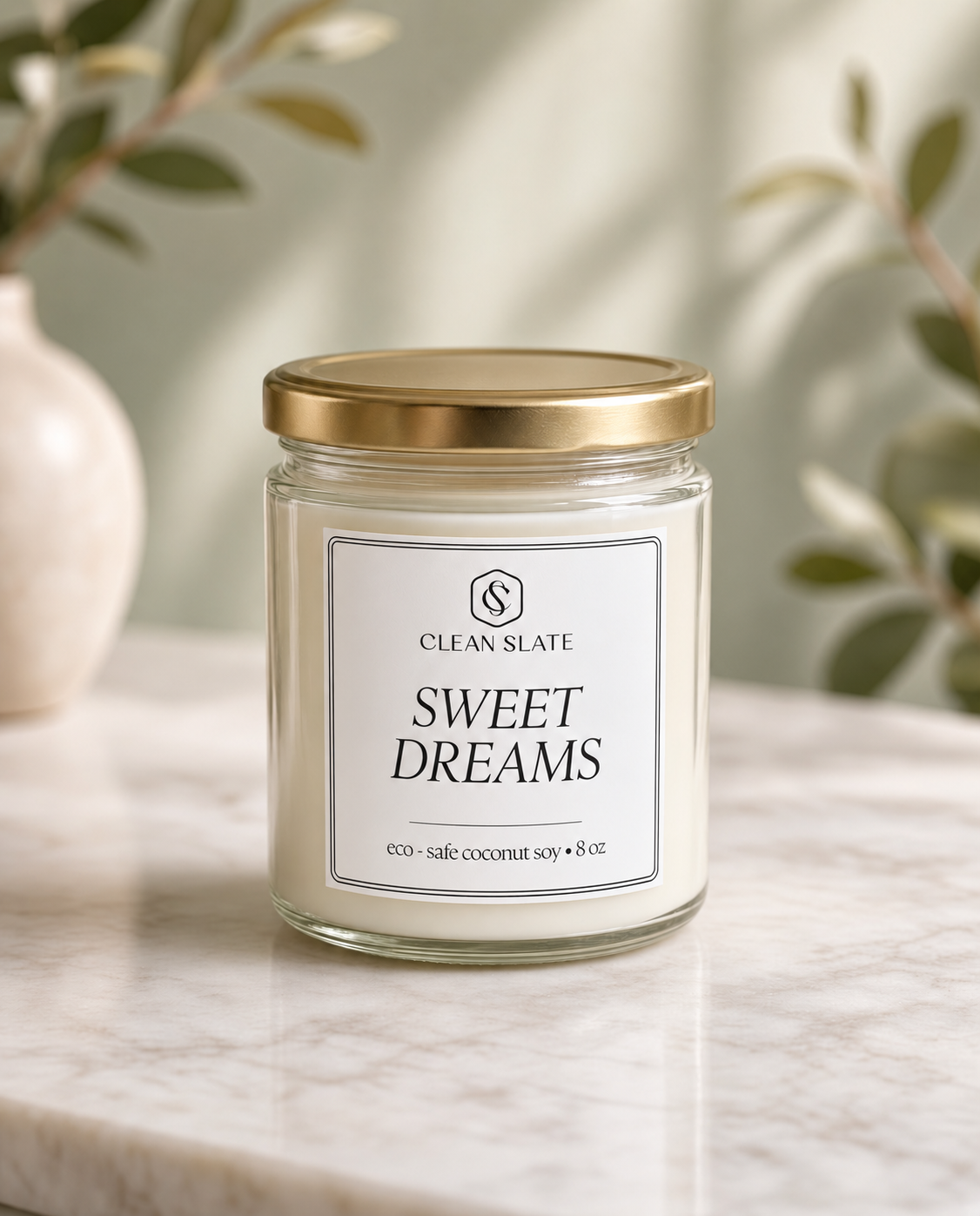 Sweet & Gourmand soy candle with notes of vanilla, lavender, and smoke | Clean Slate Botanicals