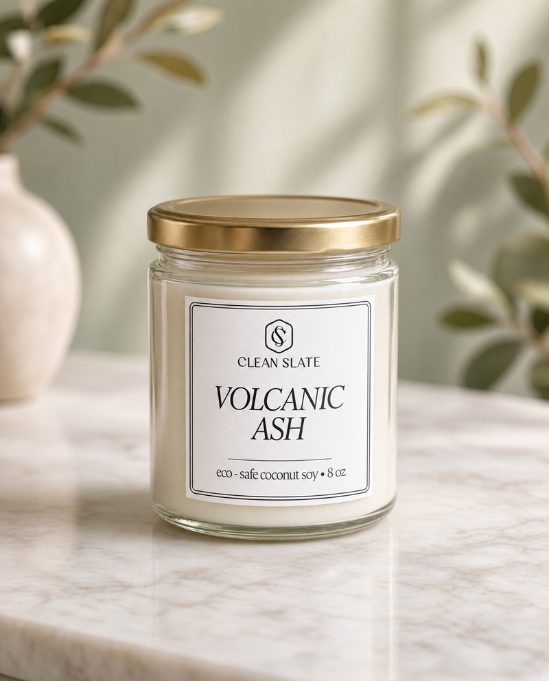 Fruity & Citrus soy candle with notes of orange, grapefruit, and ember wood | Clean Slate Botanicals